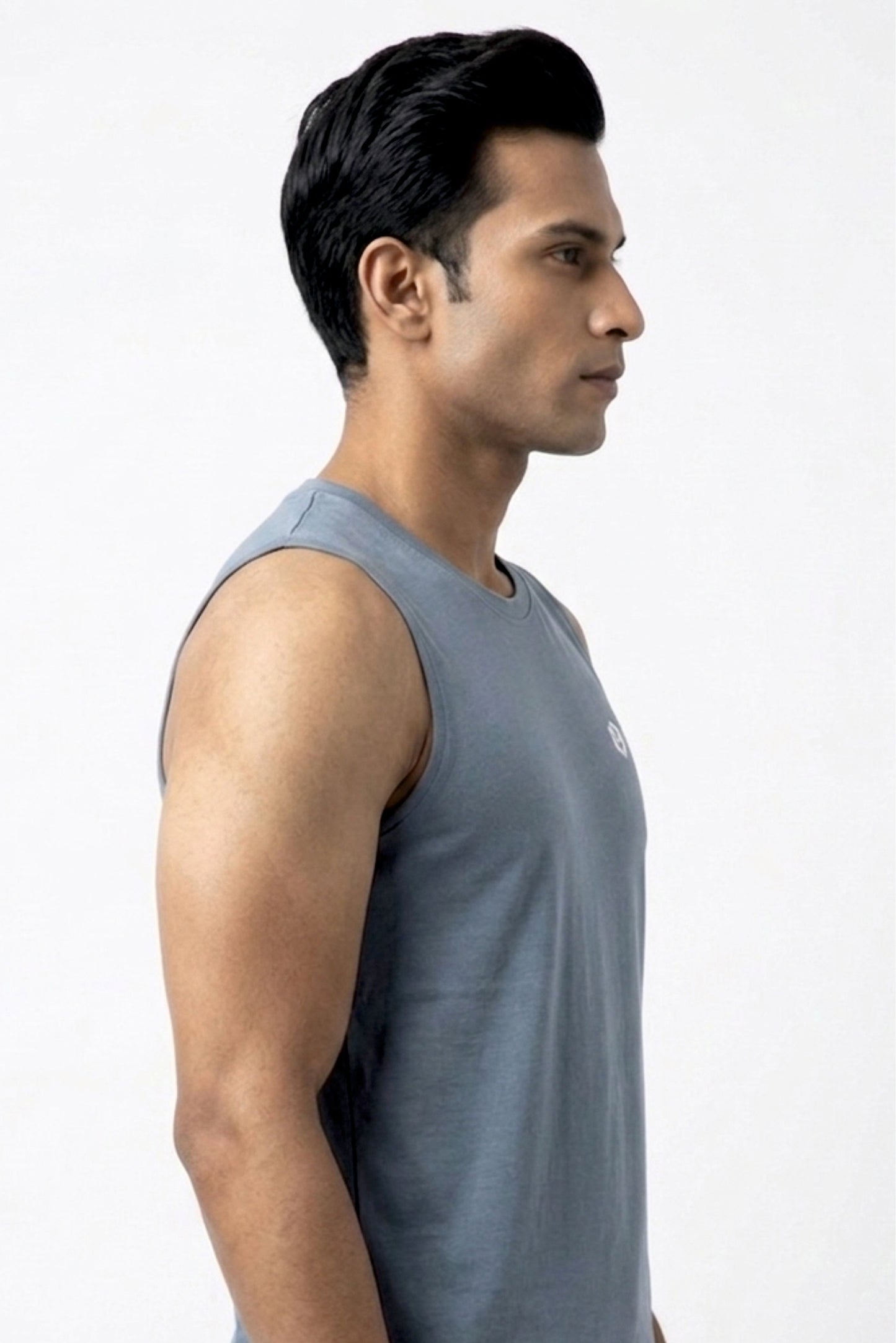 cotton sleeveless liva - stoneblue