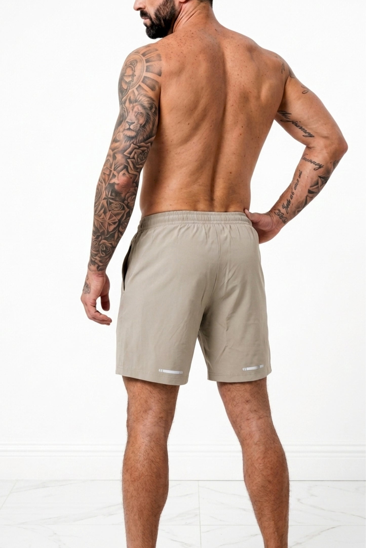 velocity 7" beige shorts (with compression)