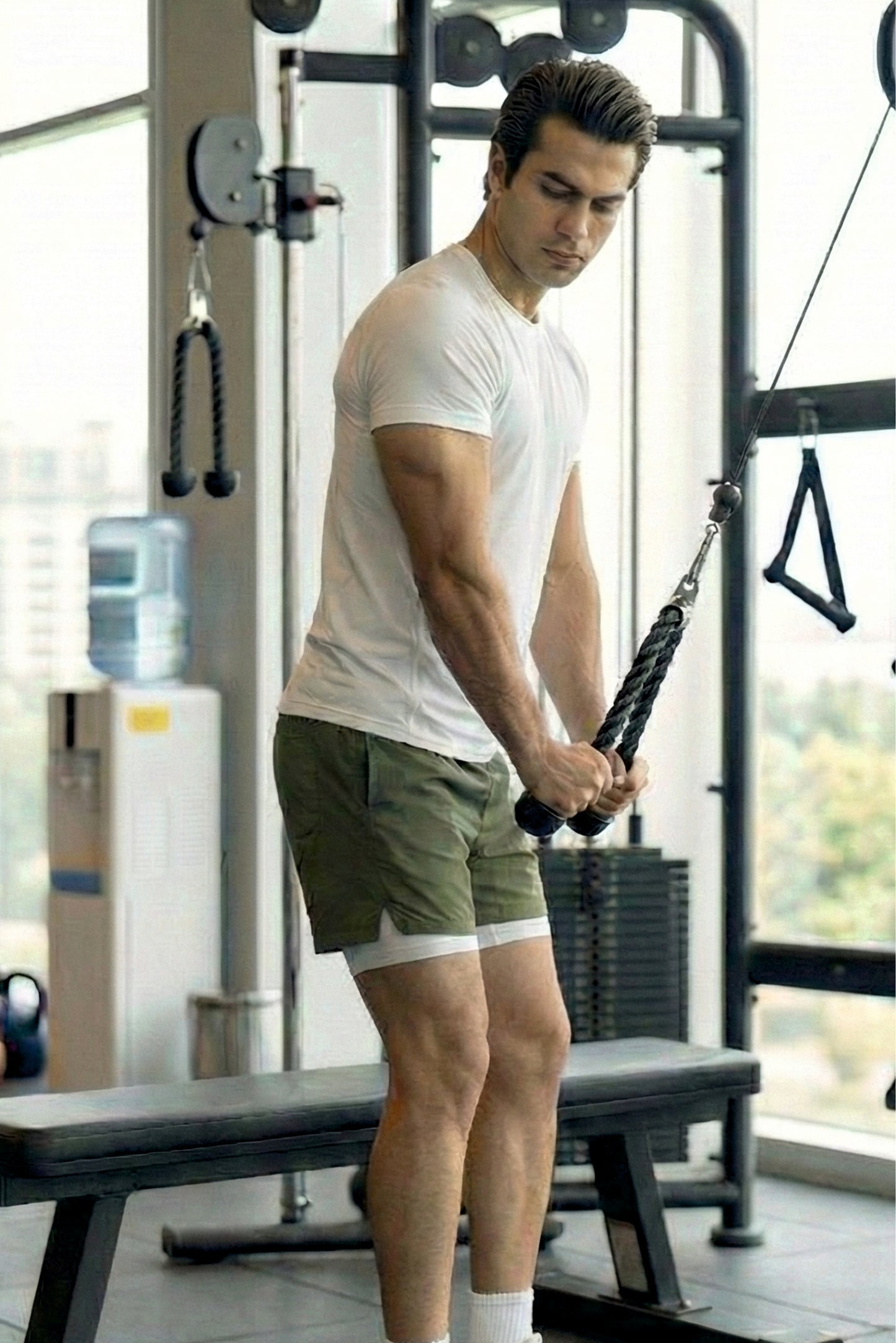 velocity 7" army green shorts (with compression)