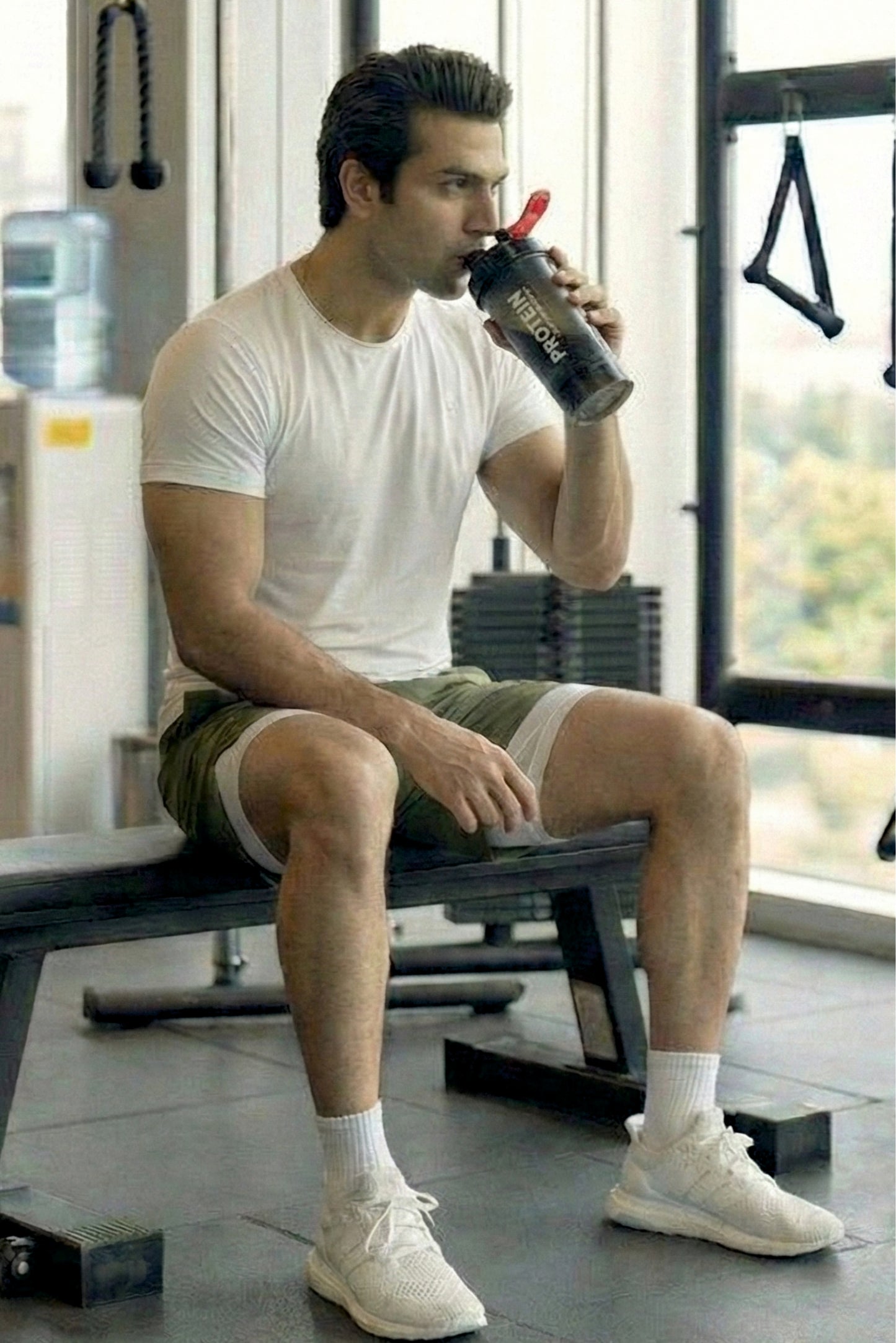 velocity 7" army green shorts (with compression)