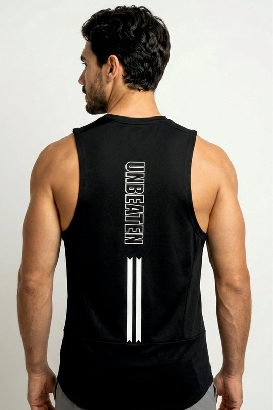 unBEATen Black Cotton Singlet