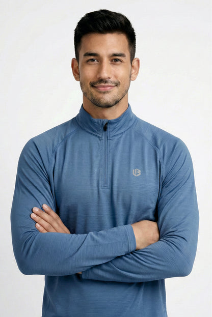 SteelBlue Quarter-zip Raglan Tshirt
