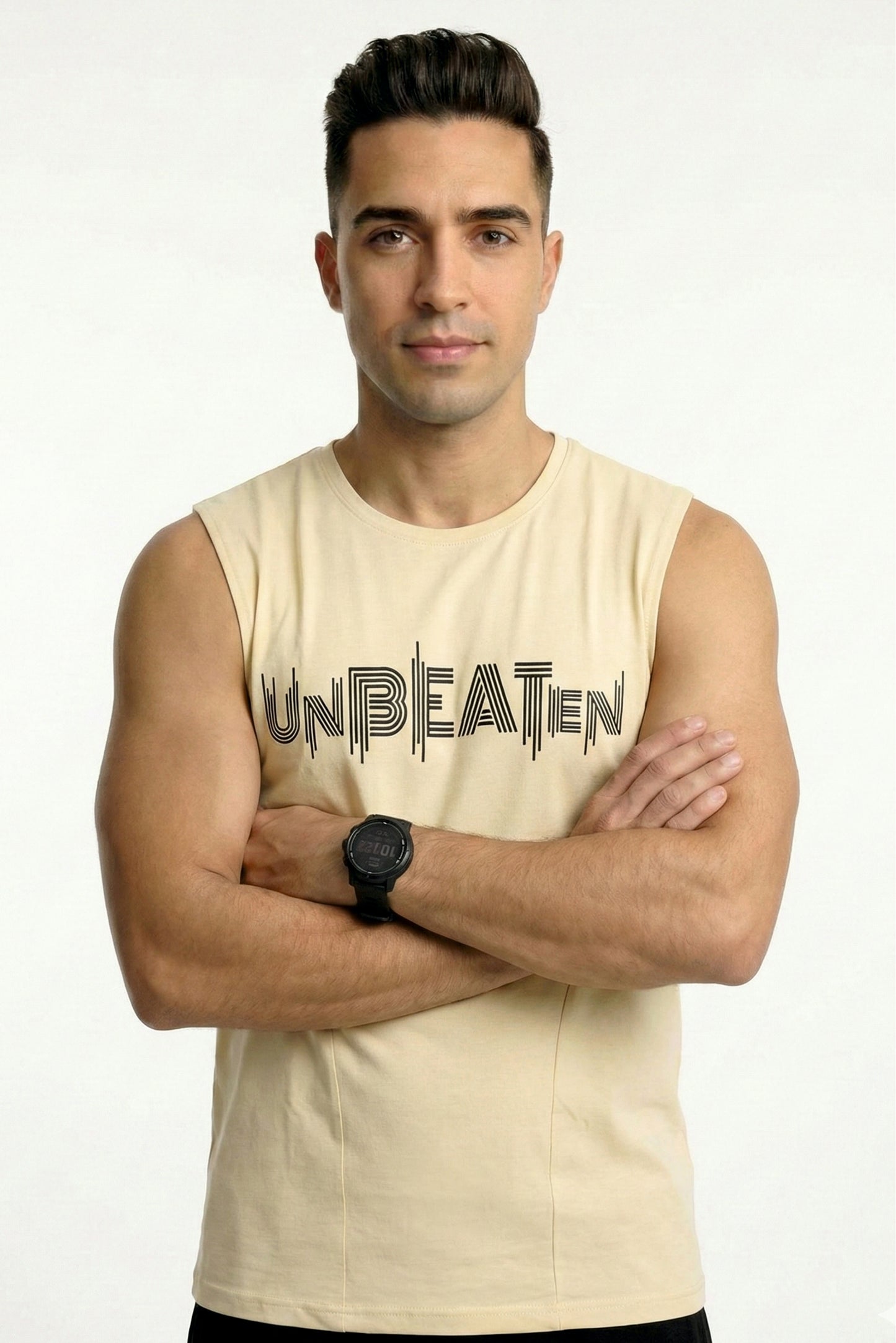 unbeaten caramel yellow cotton singlet