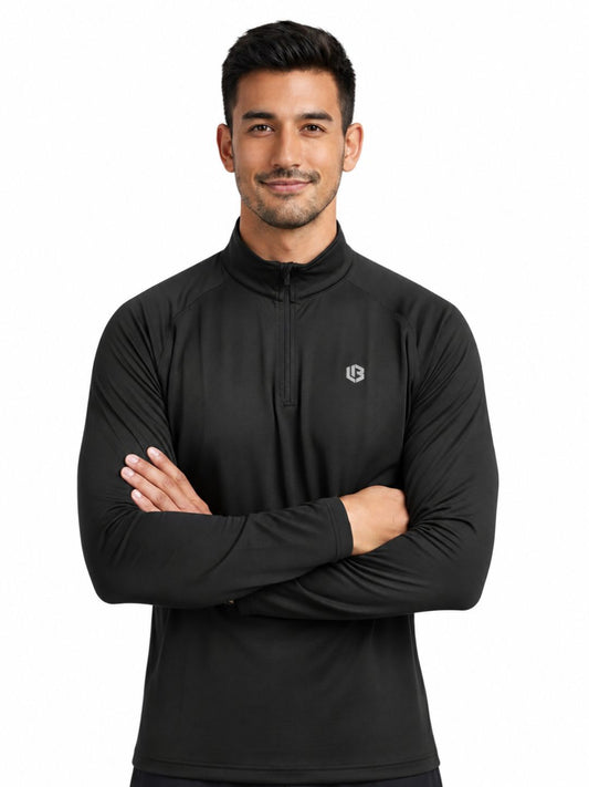 Black Quarter-zip Raglan Tshirt