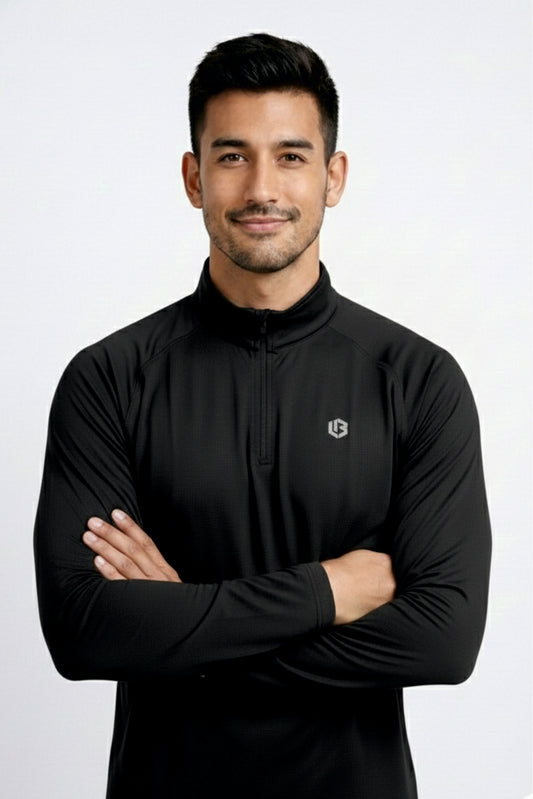 Black Quarter-zip Raglan Tshirt