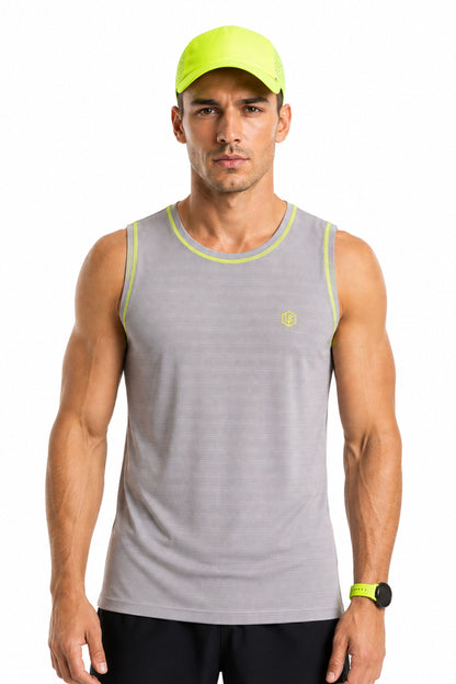 Grey Singlet with Neon Green Stitch