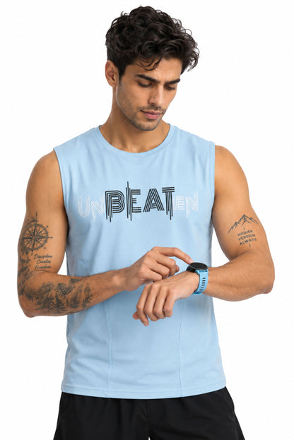 unBEATen Cloud Blue Cotton Singlet