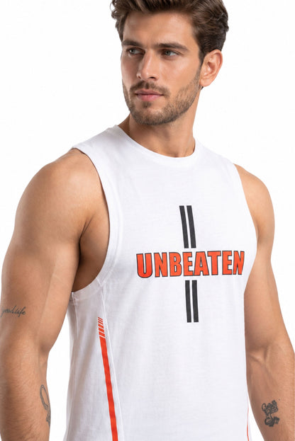 unBEATen Ash White Cotton Singlet