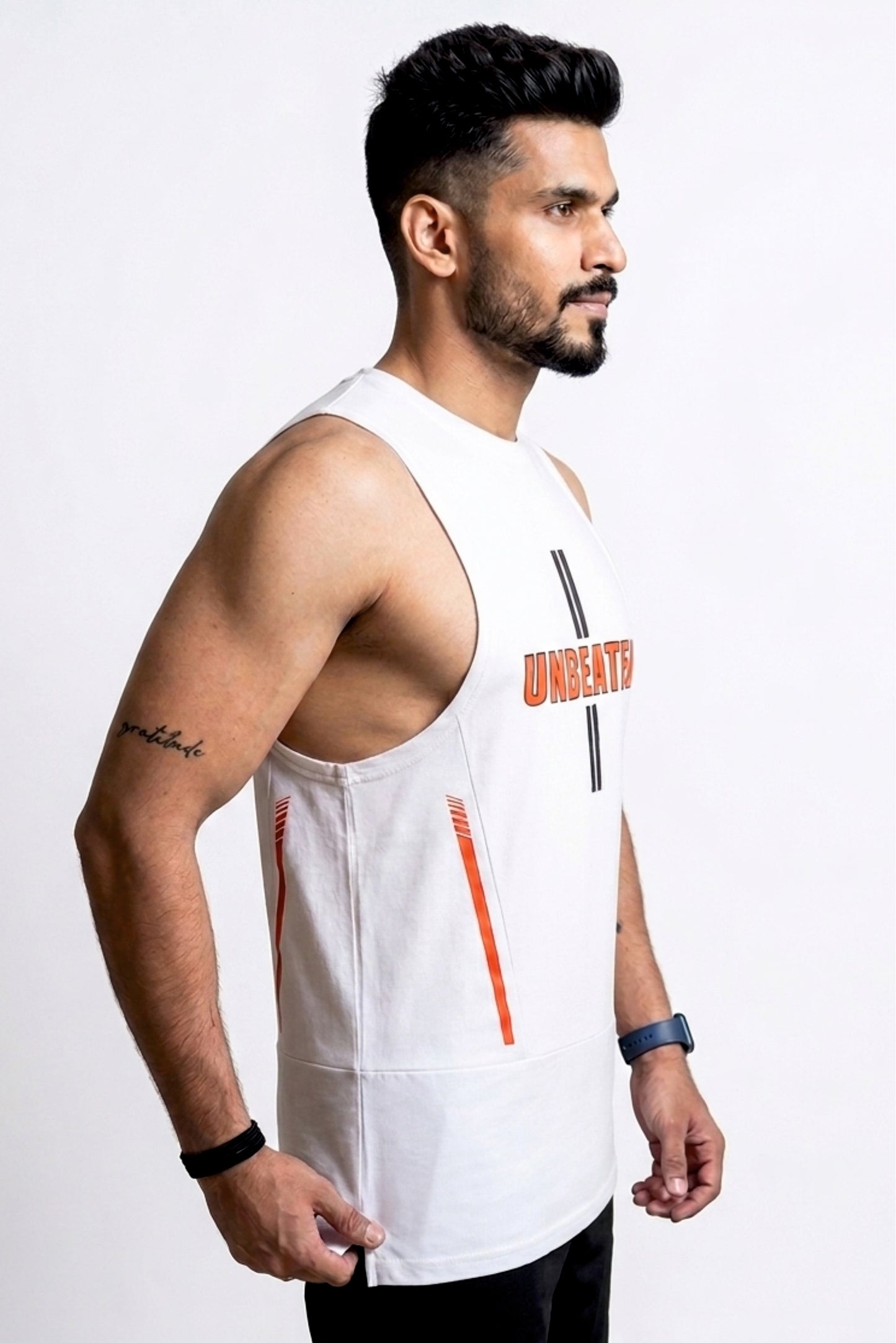 unbeaten ash white cotton singlet