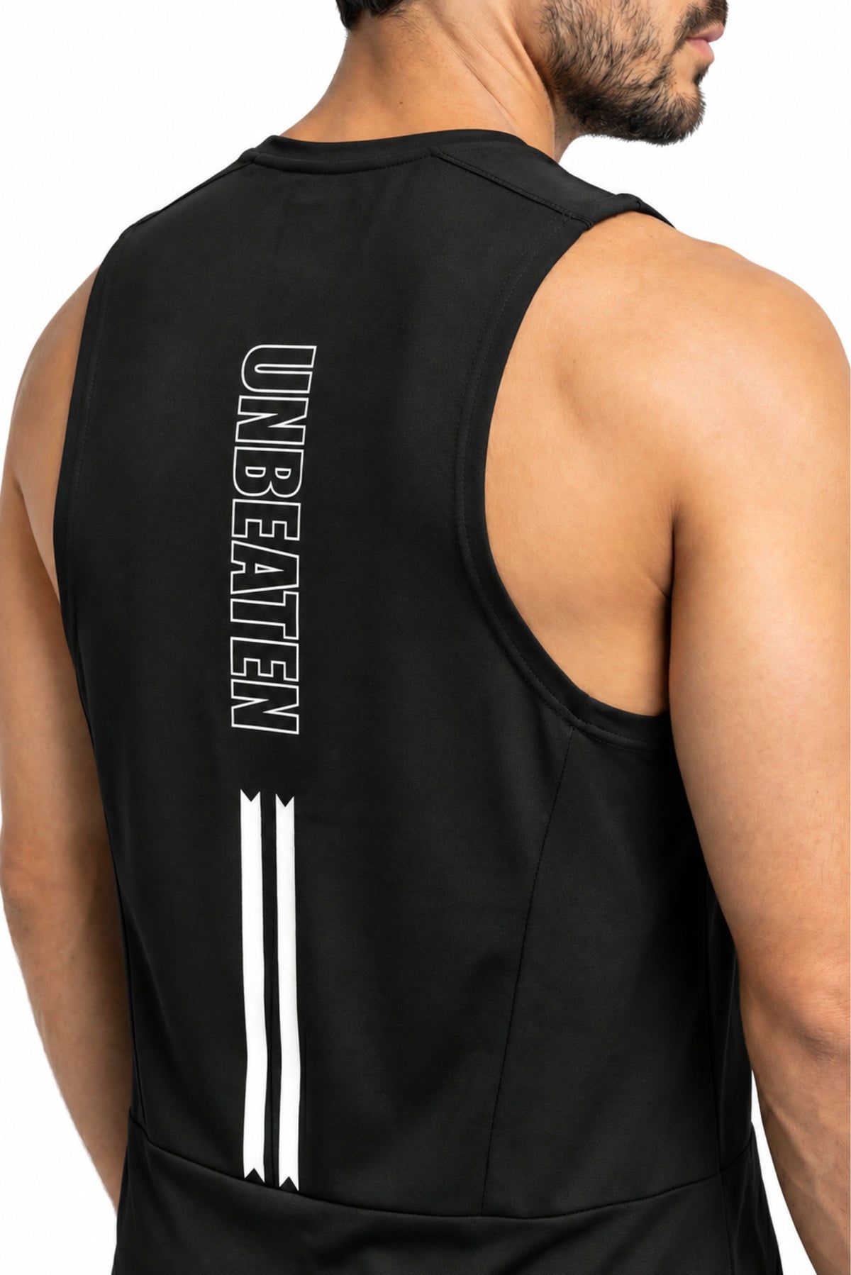 unbeaten black cotton singlet