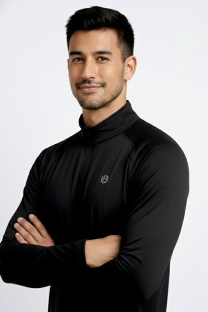 Black Quarter-zip Raglan Tshirt