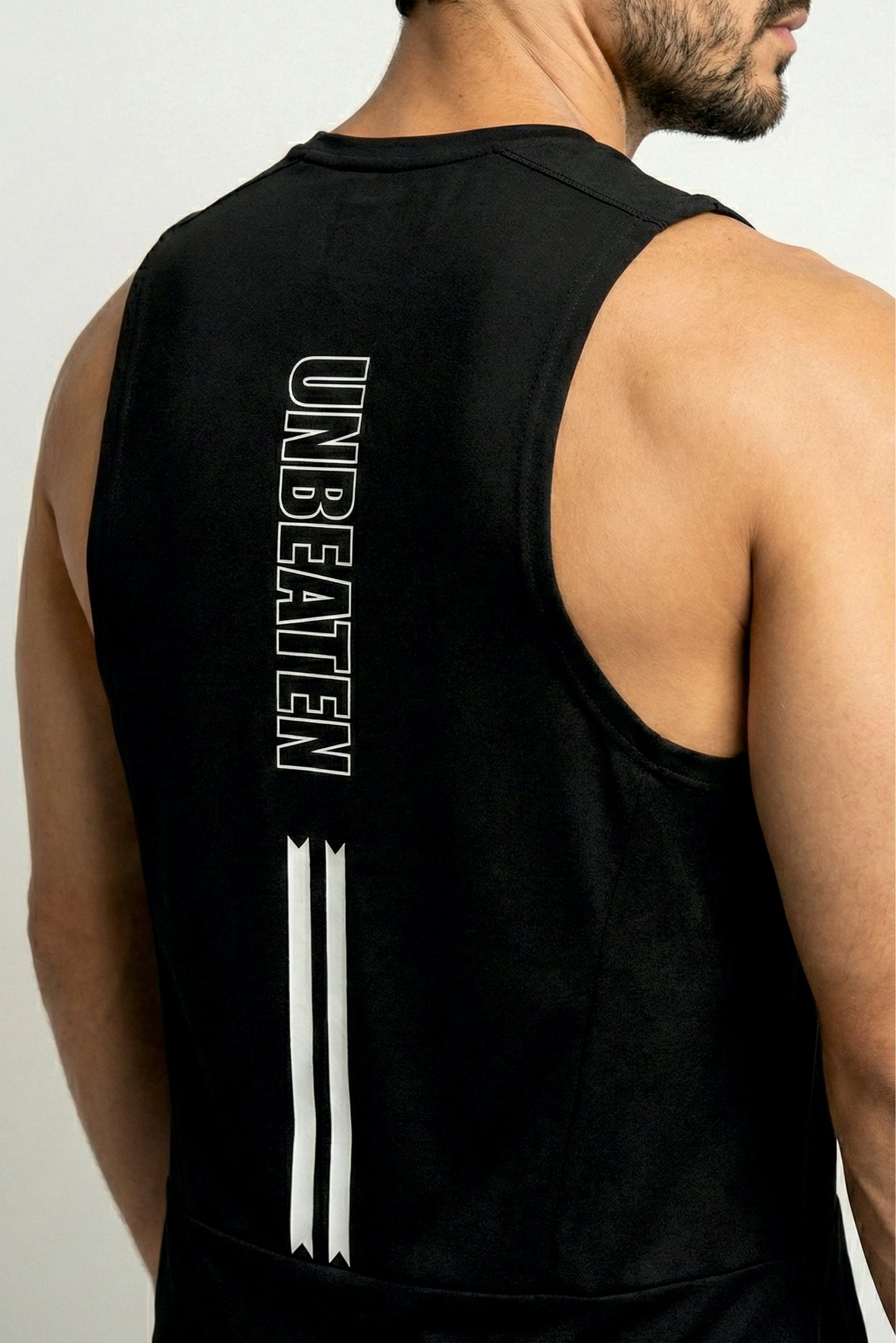 unbeaten black cotton singlet