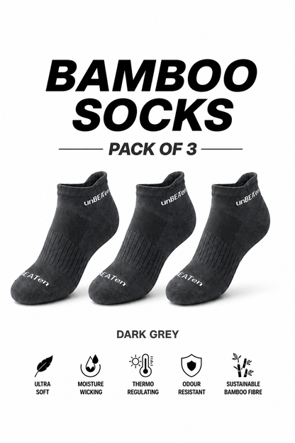 Bamboo Ankle Socks - Darkgrey - 3 pack
