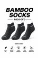 Bamboo Ankle Socks - Darkgrey - 3 pack