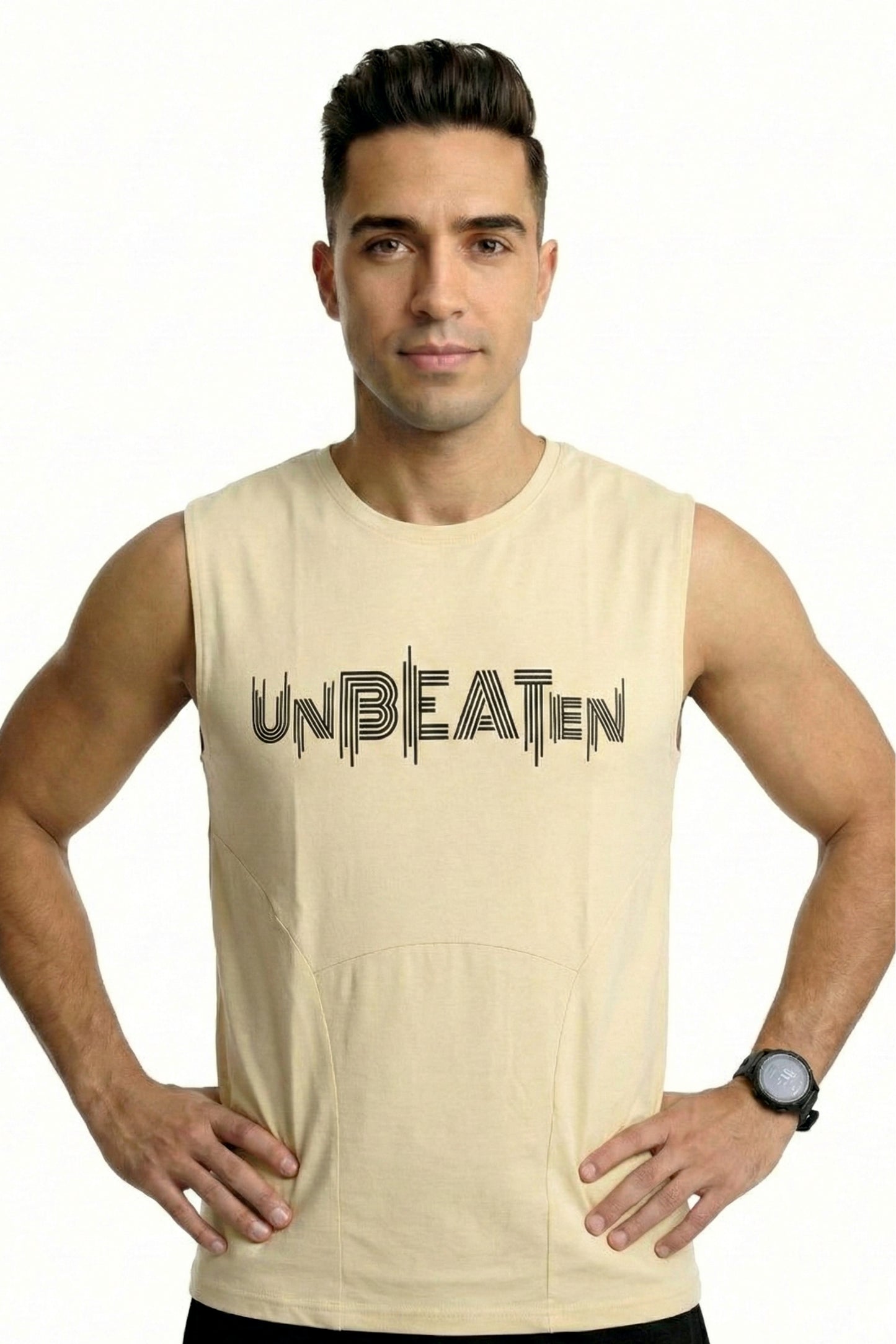 unbeaten caramel yellow cotton singlet