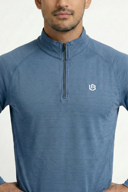 SteelBlue Quarter-zip Raglan Tshirt