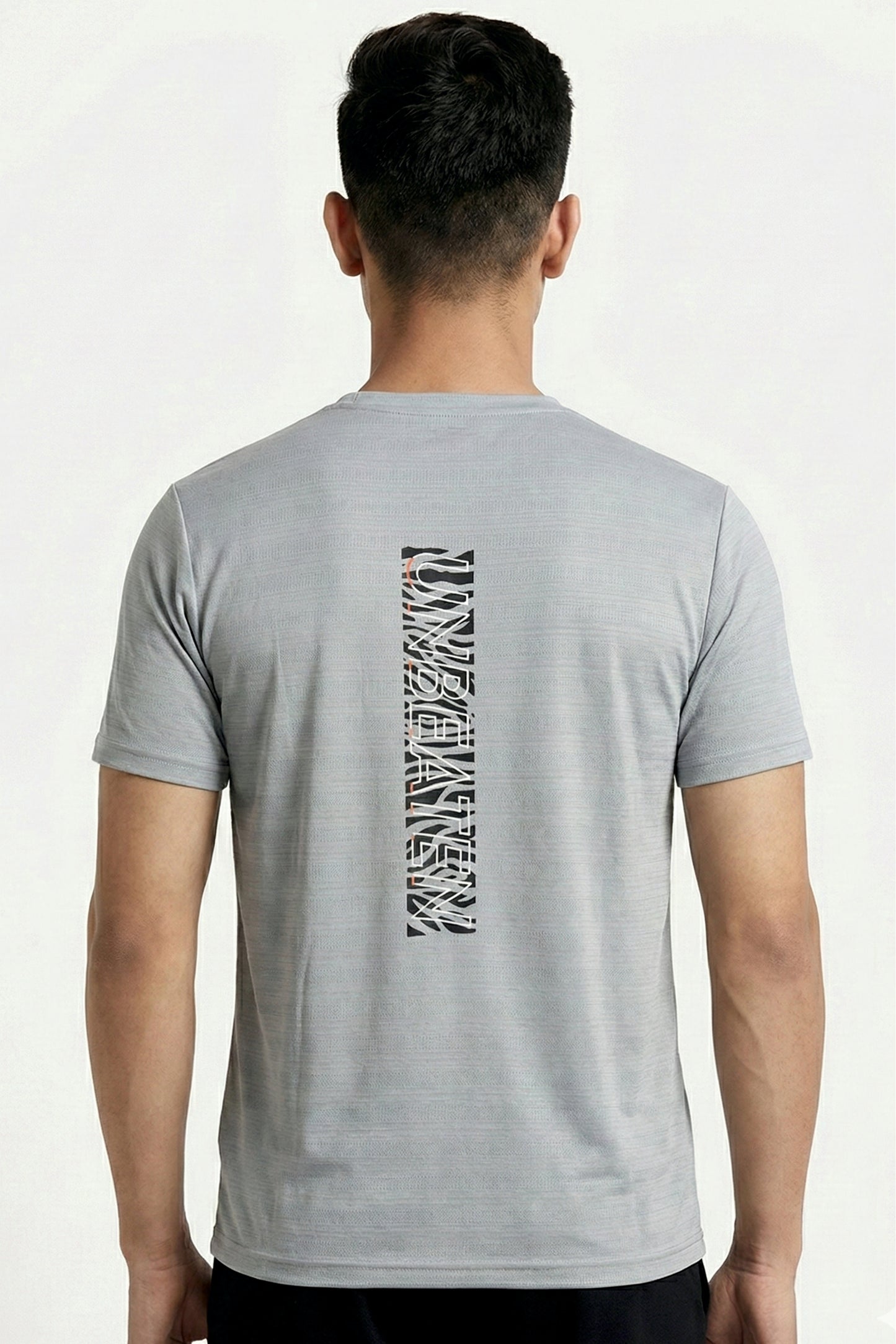 grey tshirt with unbeaten back