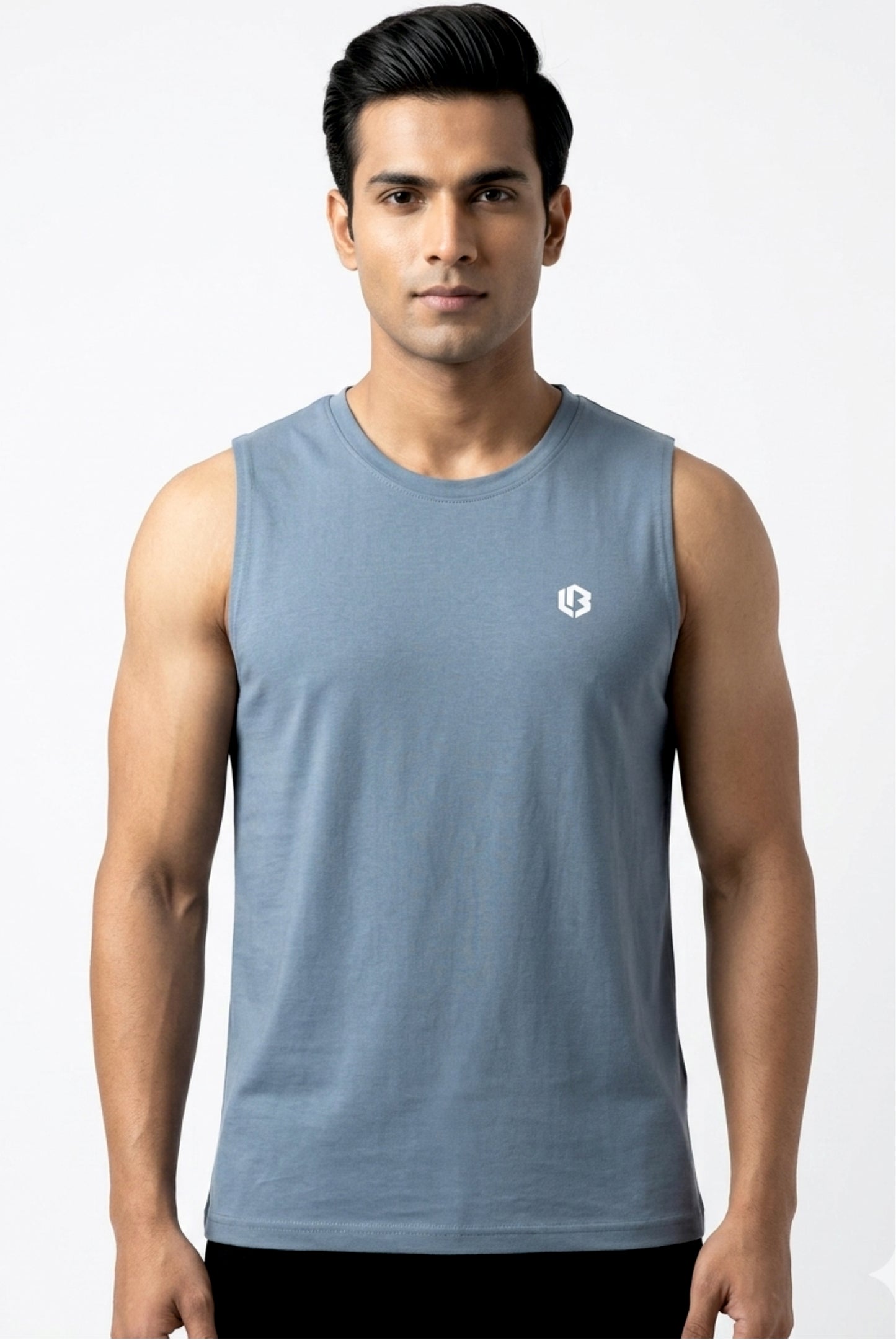 cotton sleeveless liva - stoneblue