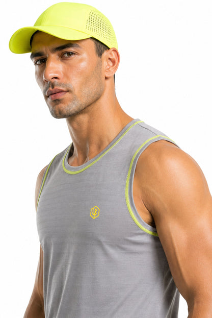 Grey Singlet with Neon Green Stitch
