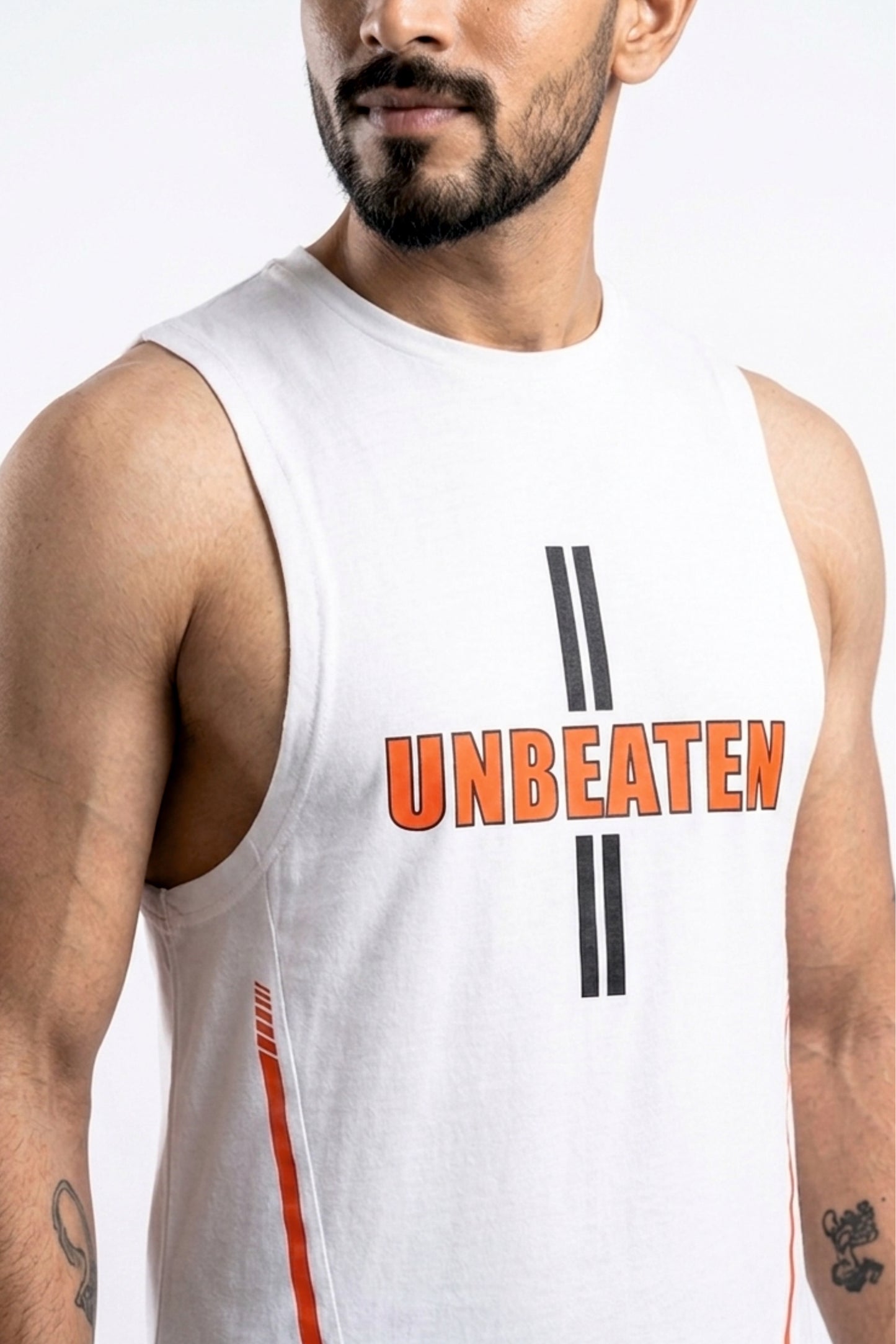 unbeaten ash white cotton singlet
