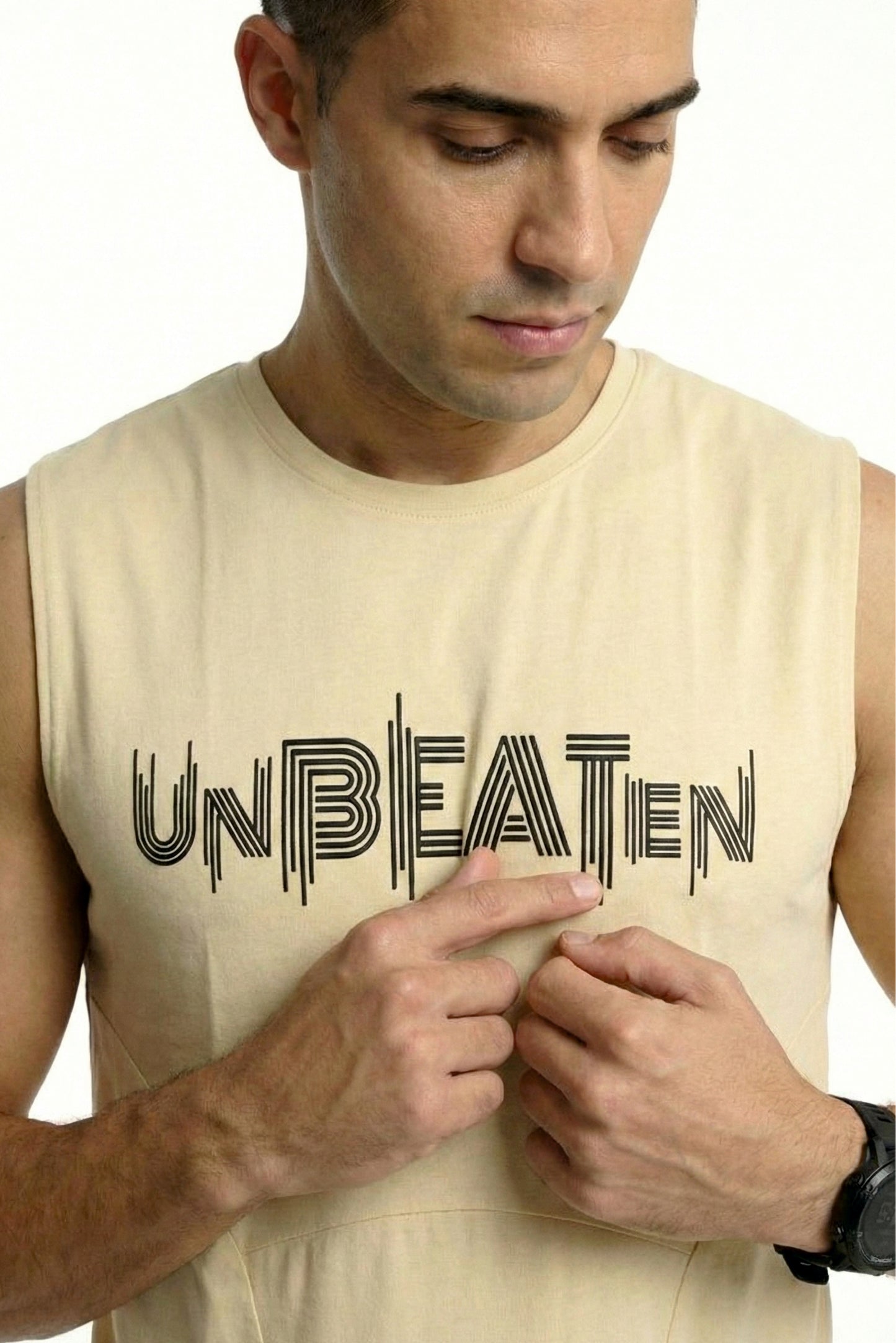 unbeaten caramel yellow cotton singlet