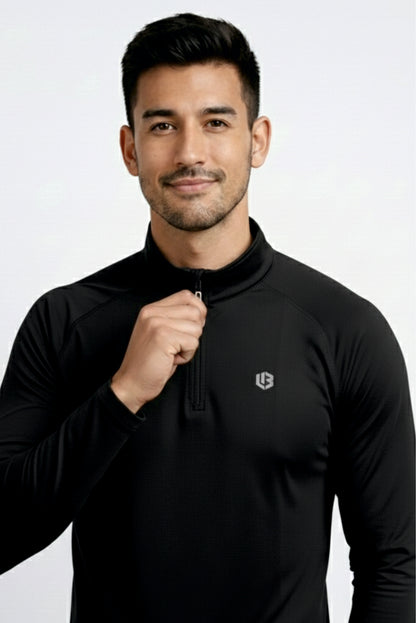 Black Quarter-zip Raglan Tshirt