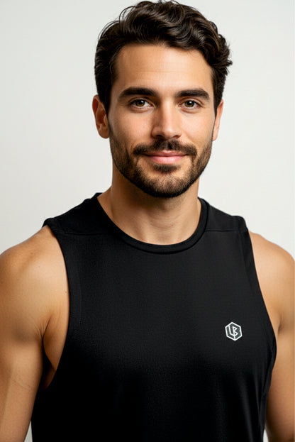 unBEATen Black Cotton Singlet