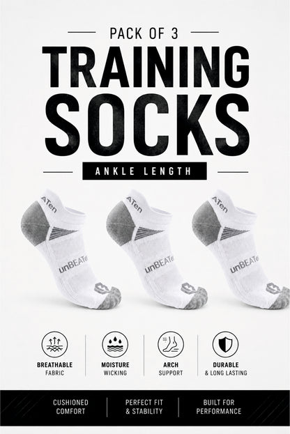 Ankle Length Socks - 3 Pack - White