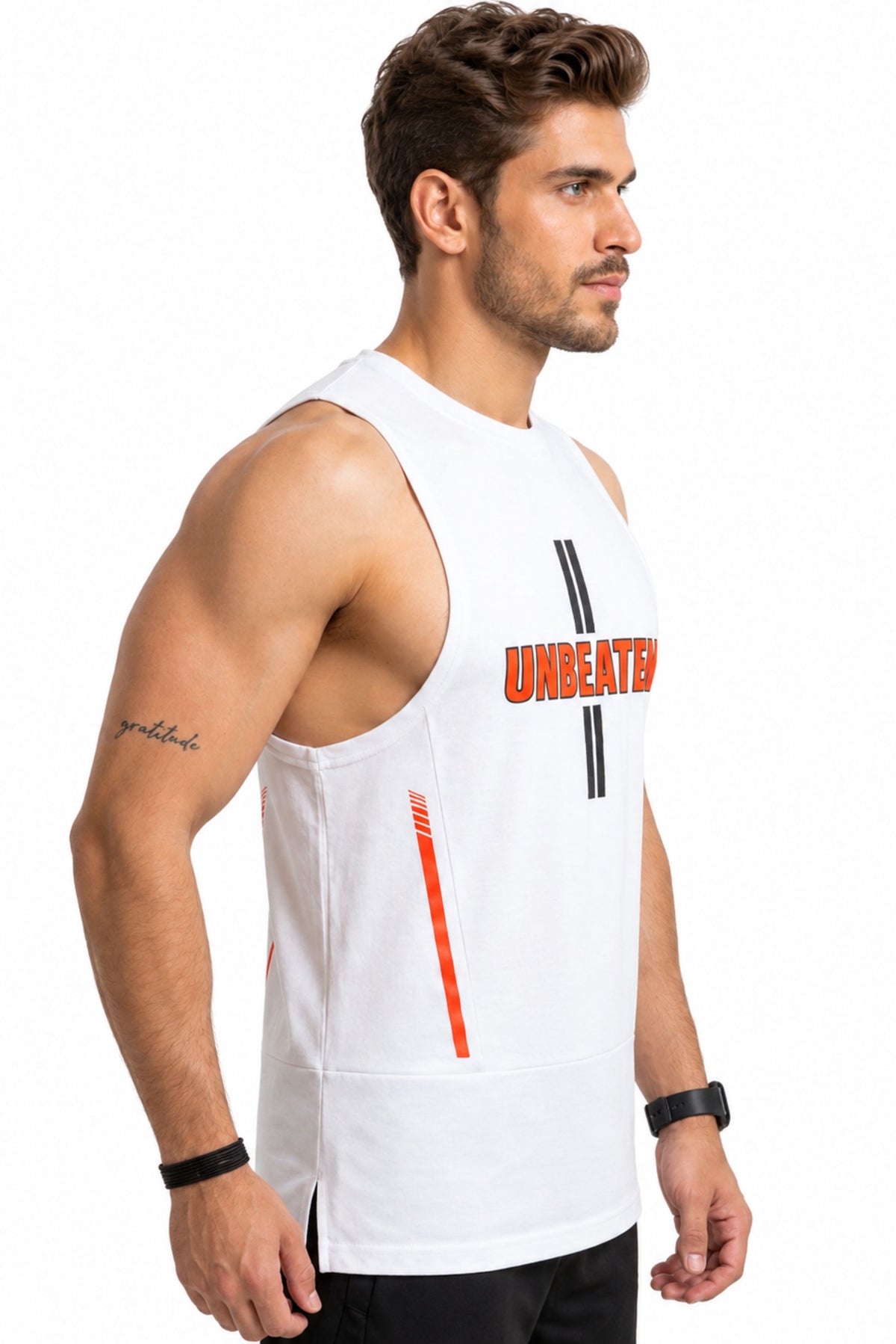 unbeaten ash white cotton singlet