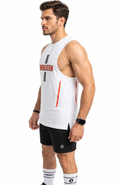unBEATen Ash White Cotton Singlet