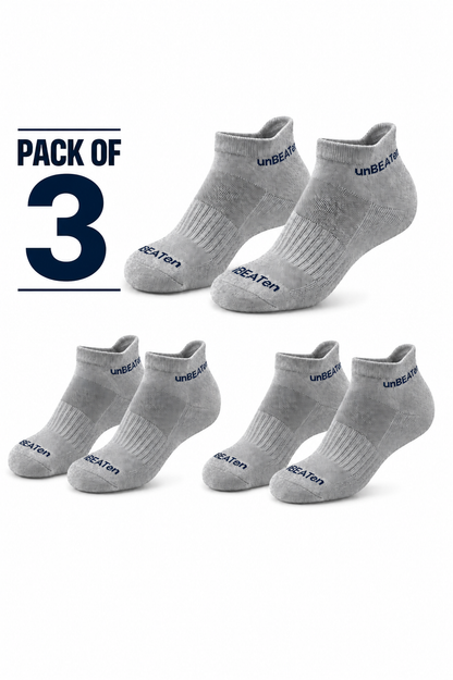 Bamboo Ankle Socks - Light Grey - 3 pack