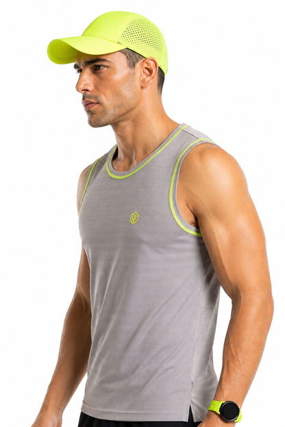 Grey Singlet with Neon Green Stitch