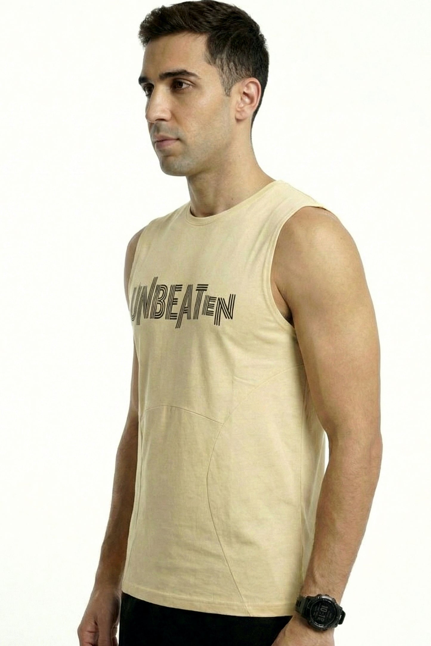 unbeaten caramel yellow cotton singlet