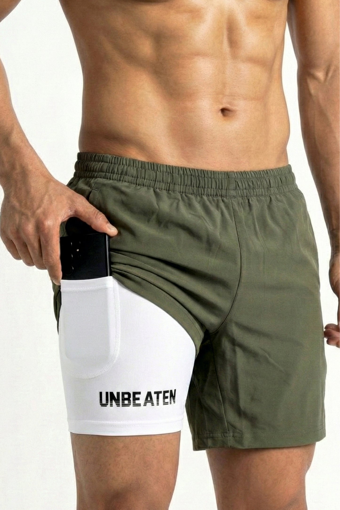 velocity 7" army green shorts (with compression)