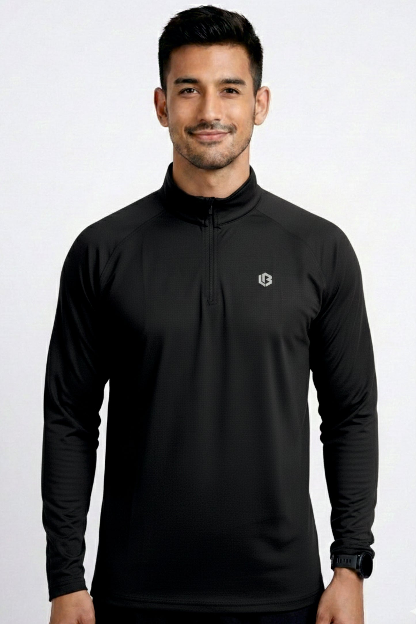 black quarter-zip raglan tshirt
