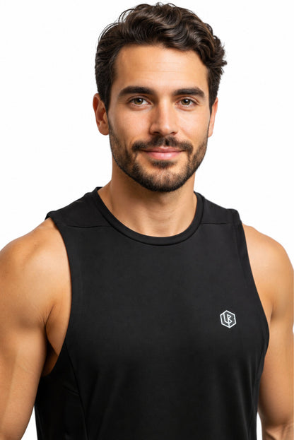 unBEATen Black Cotton Singlet