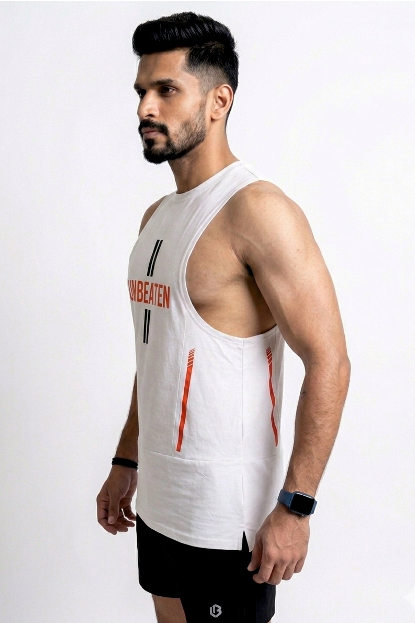 unbeaten ash white cotton singlet