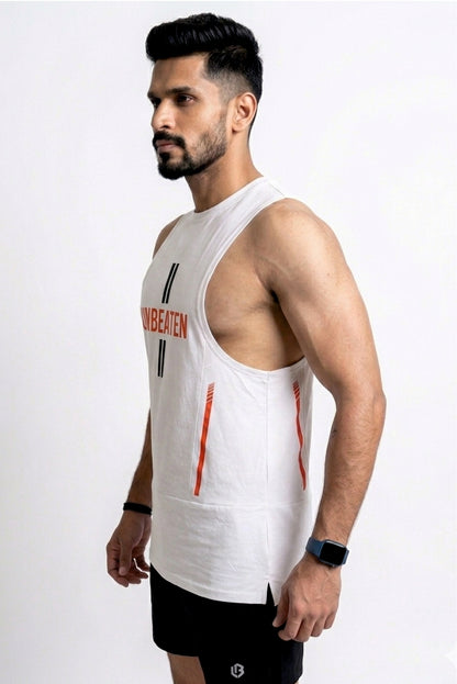 unBEATen Ash White Cotton Singlet