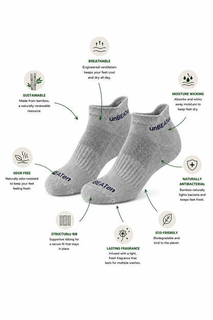 Bamboo Ankle Socks - Grey Mix- 3 pack