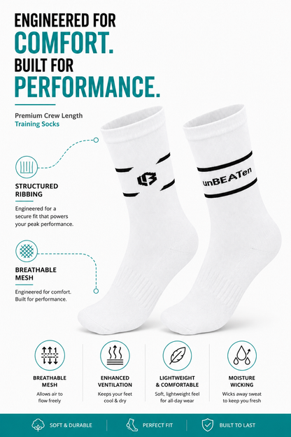Crew Socks - White- 3 pack