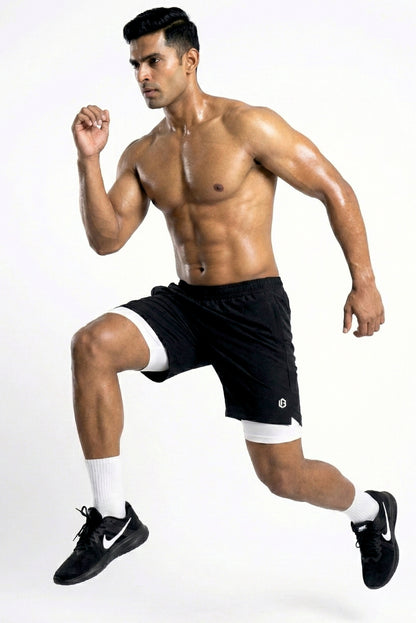 Velocity 7" Black Shorts (With Compression)