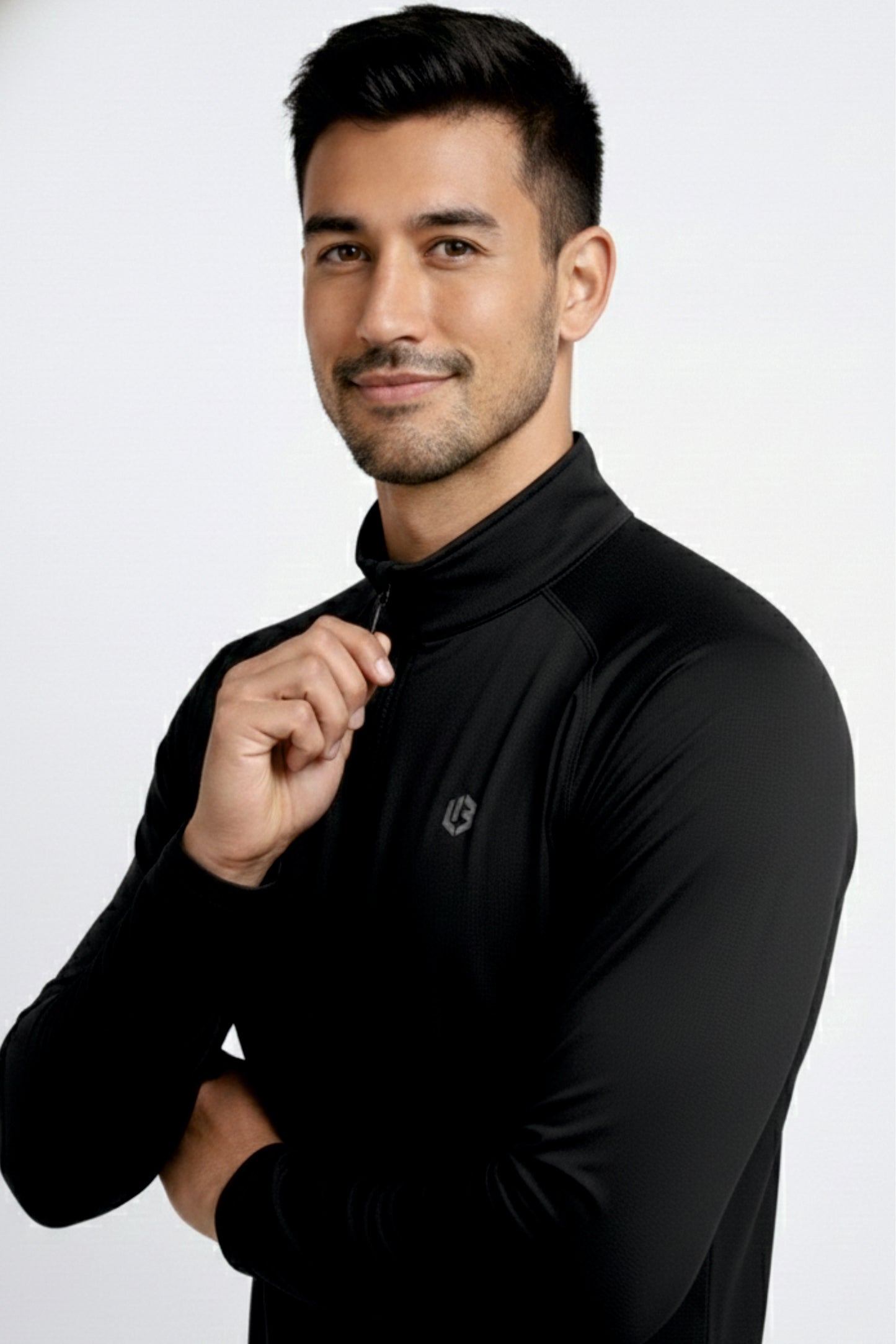 black quarter-zip raglan tshirt