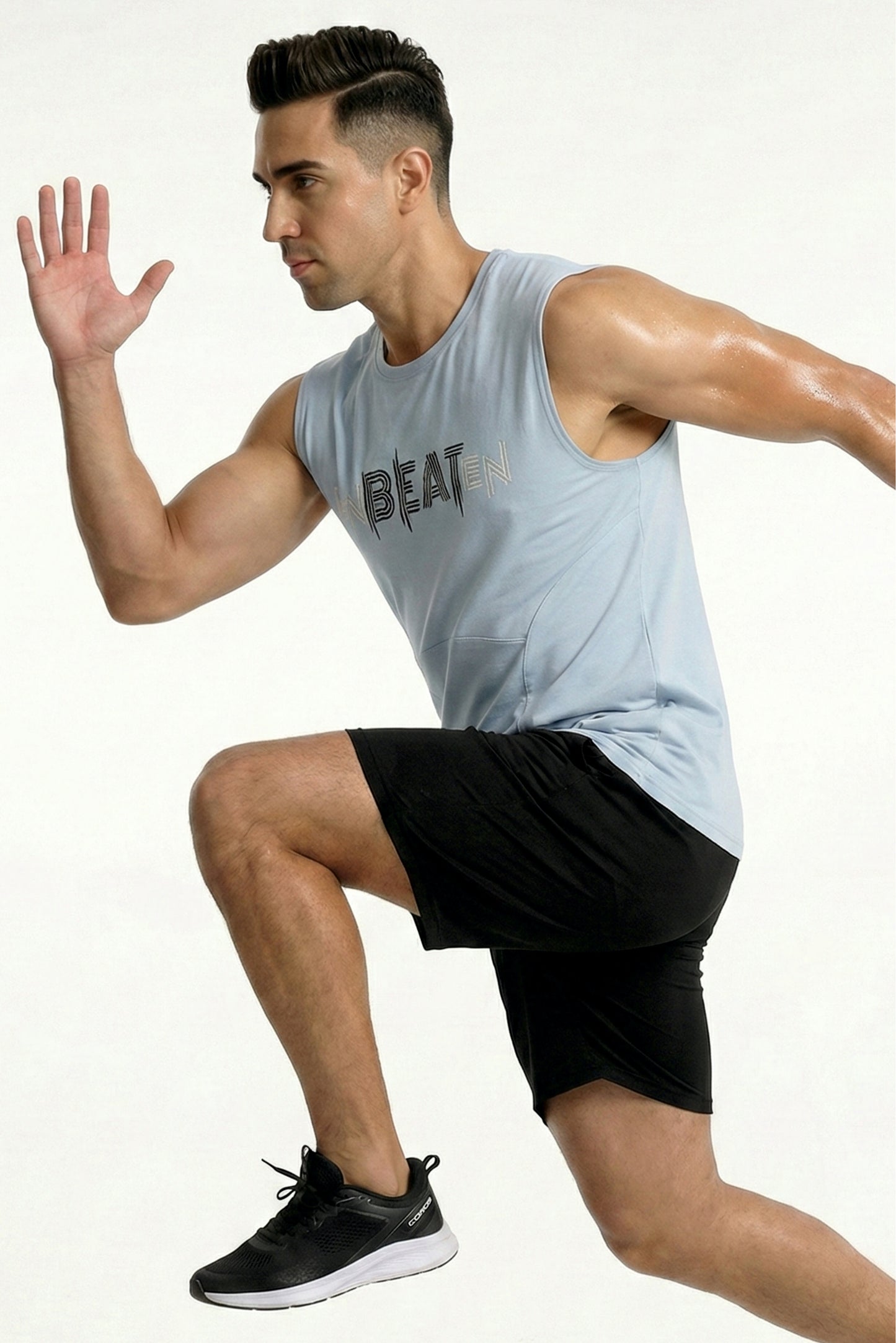 unbeaten cloud blue cotton singlet
