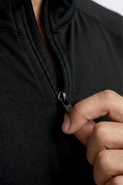 Black Quarter-zip Raglan Tshirt