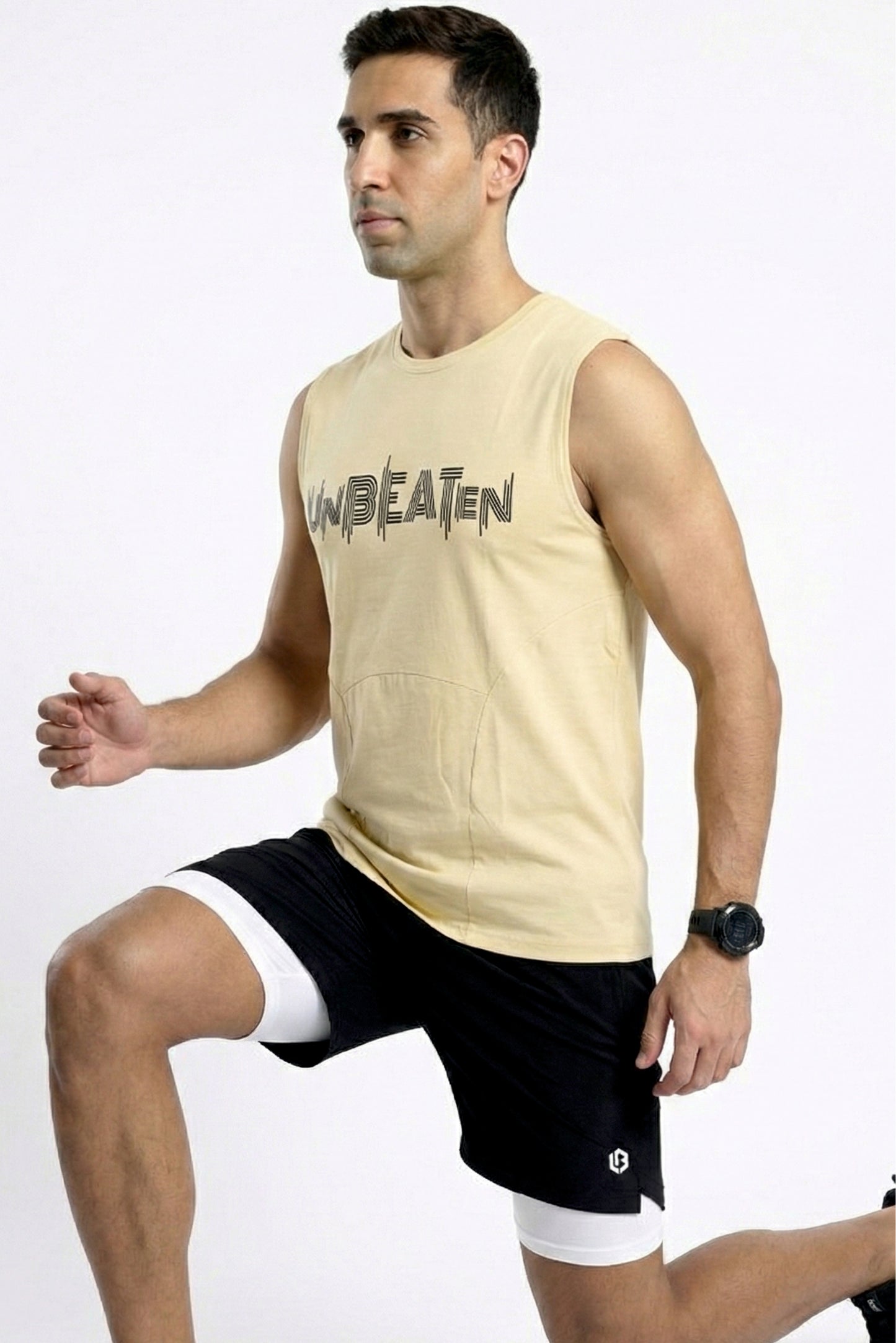 unbeaten caramel yellow cotton singlet