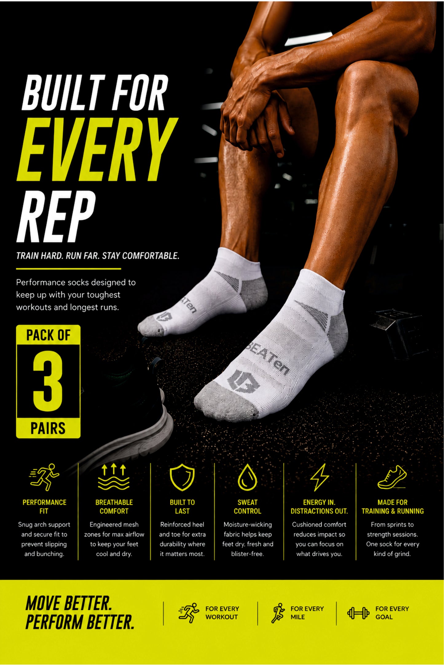 ankle length socks - 3 pack - white