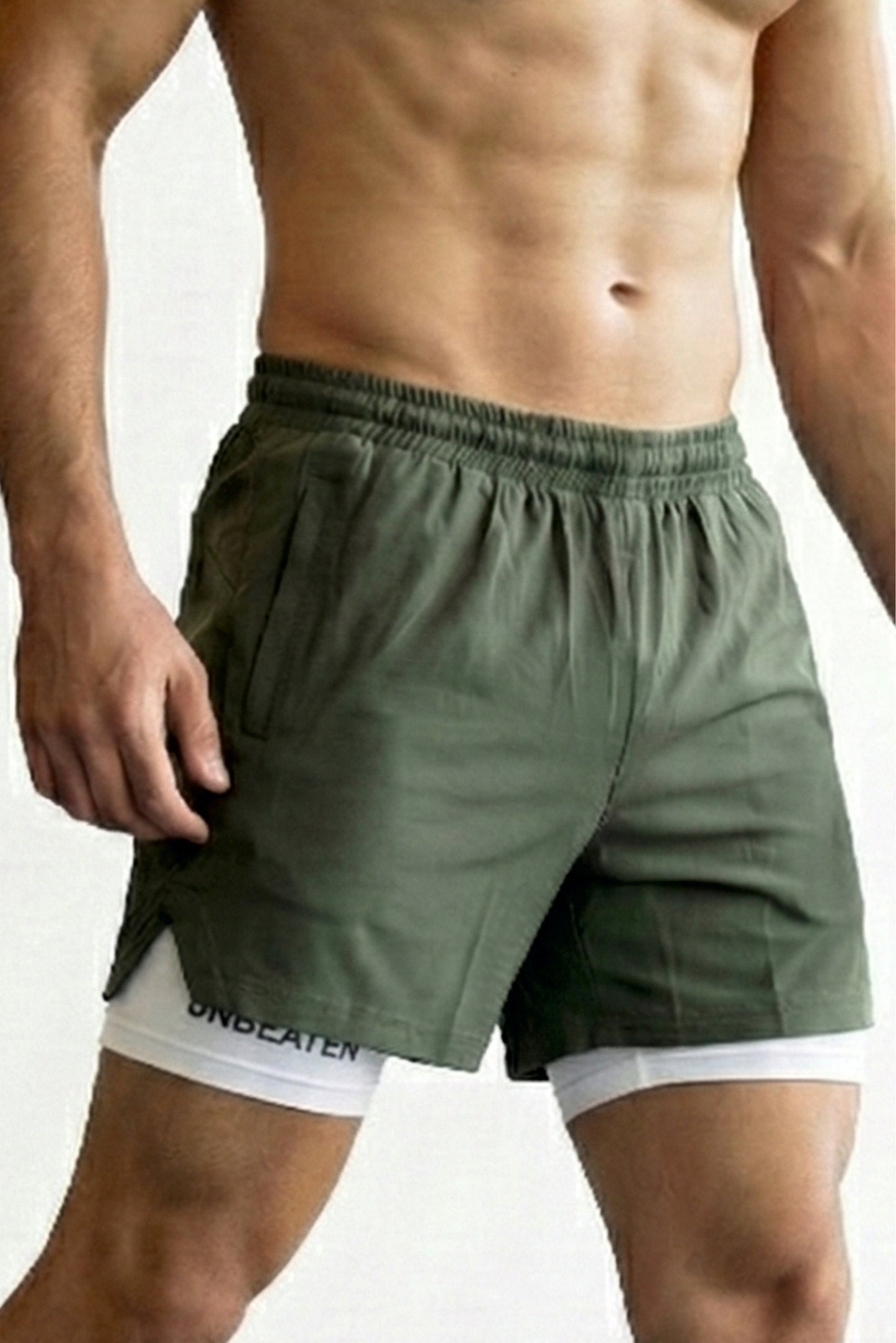 velocity 7" army green shorts (with compression)