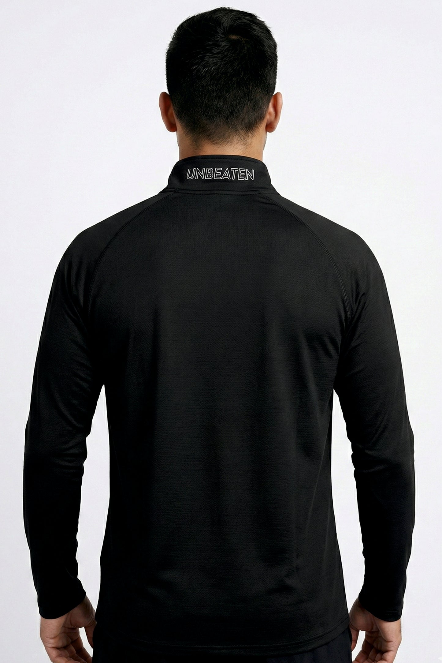 black quarter-zip raglan tshirt