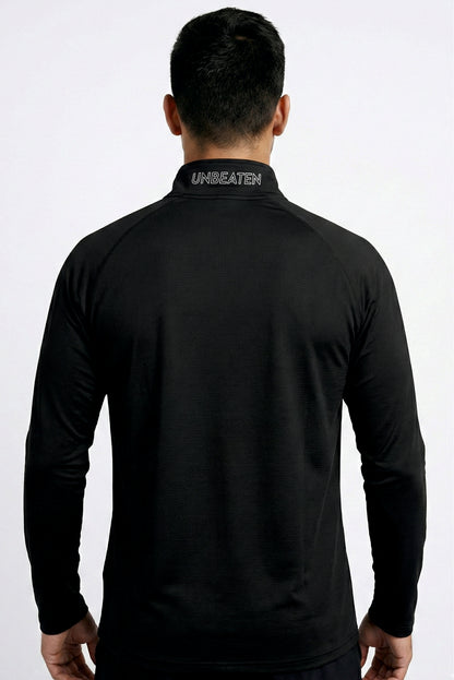Black Quarter-zip Raglan Tshirt