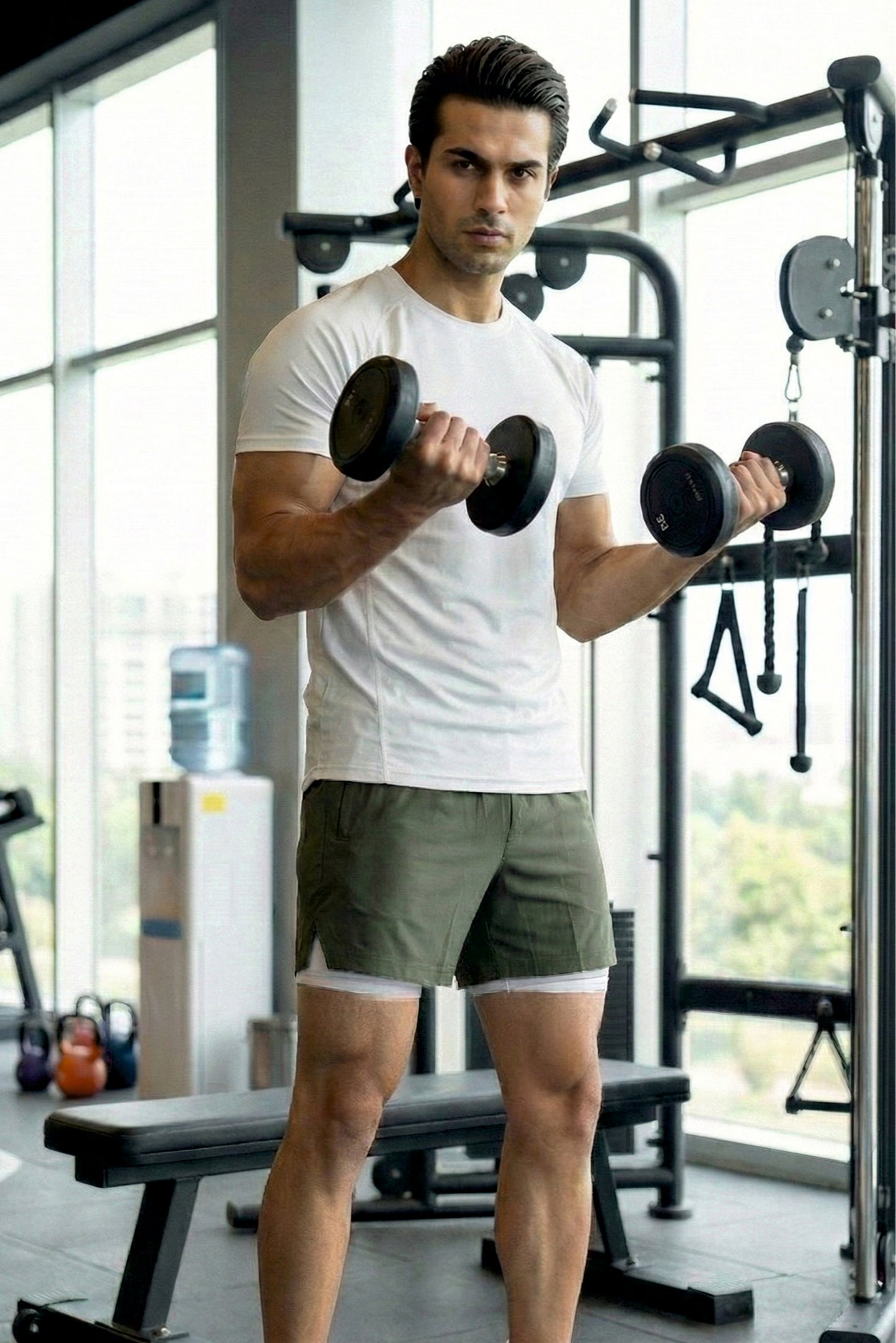 velocity 7" army green shorts (with compression)